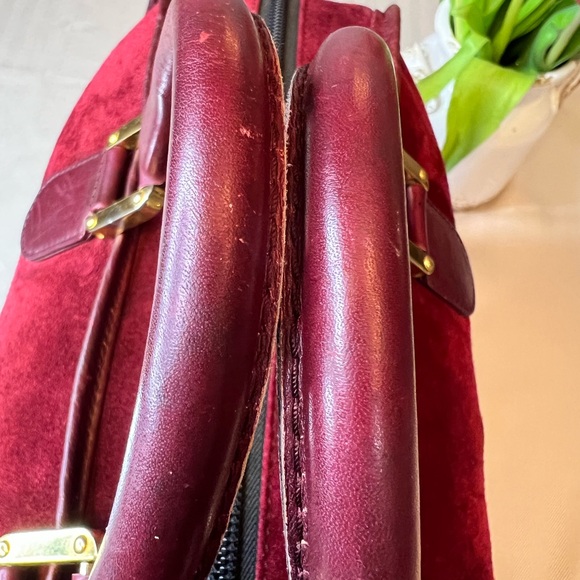 LOEWE Amazona Burgundy Suede Leather Satchel Handbag Bag - Picture 10 of 17